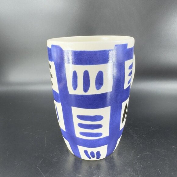 Crafted by Wainwright Pompeii White Blue Gold Tall Coffee Mug Cup Ceramic Mug - Picture 12 of 13